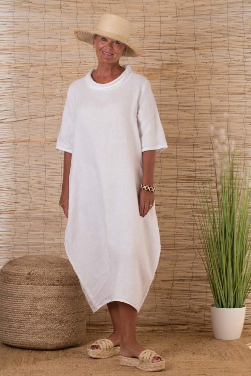 chinese dress ladies Mara Cowl Neck Linen Maxi Dress (DQ103) 820 Poppy / One Size main image 1
