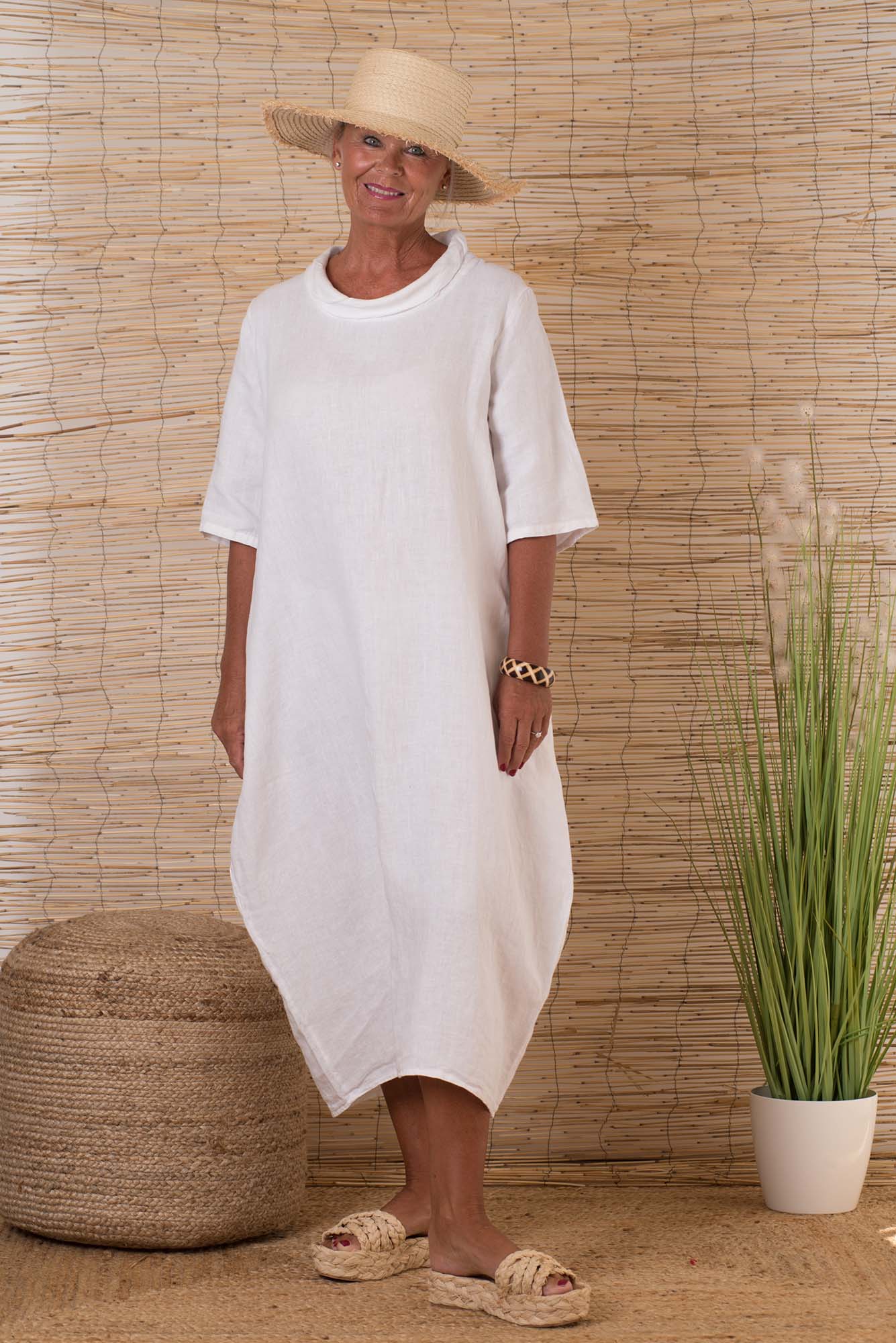 Linen long dress. Linen cowl neck oversized tunic - Penelope Bans