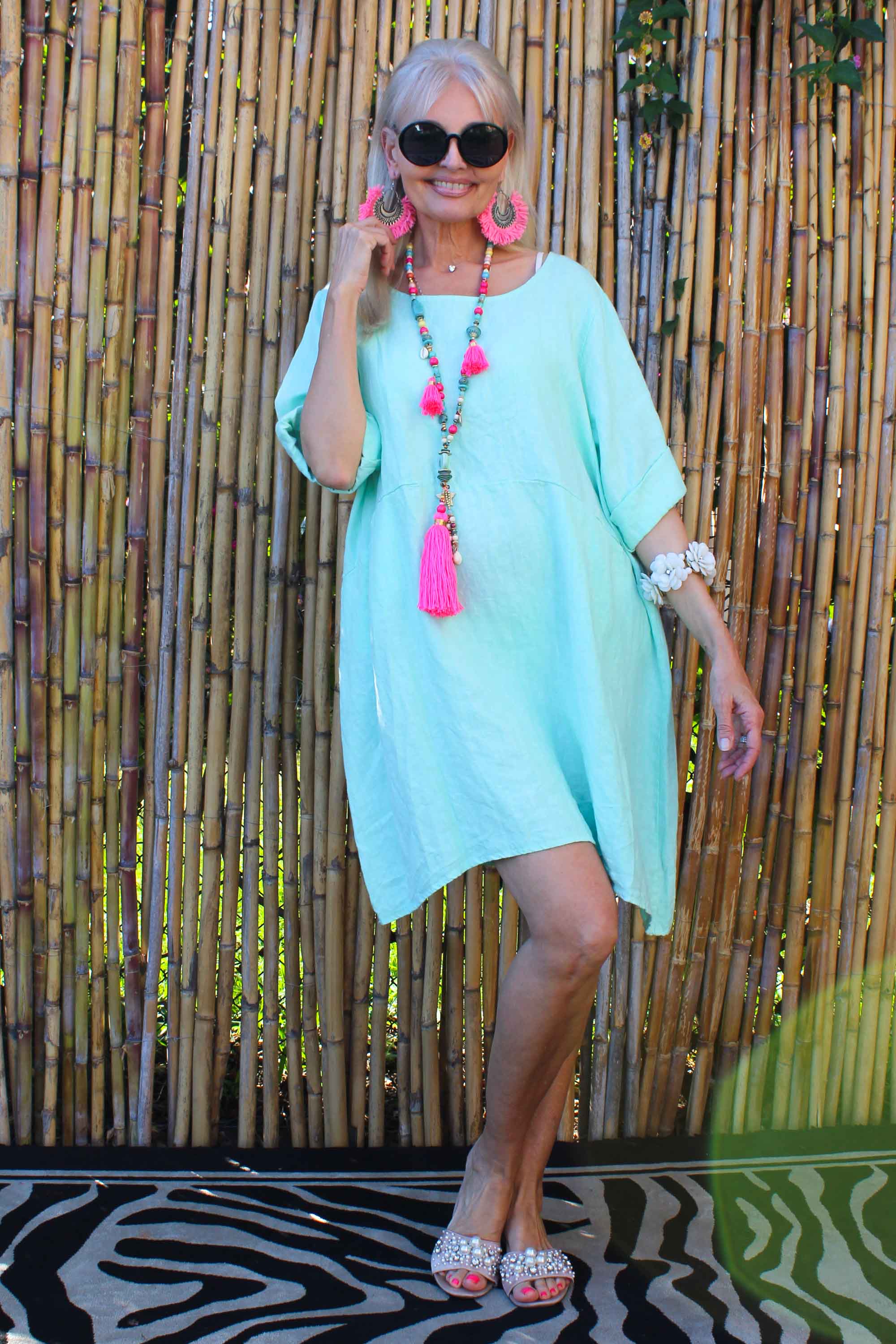 Penelope Banus-5538 short linen dress
