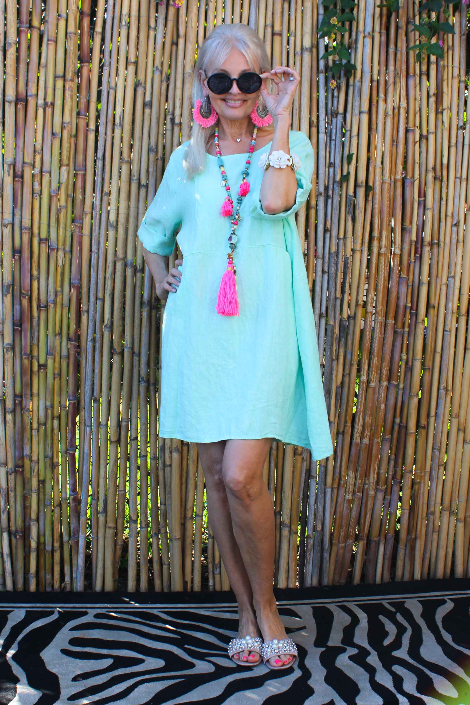 Penelope Banus-5542 short linen dress