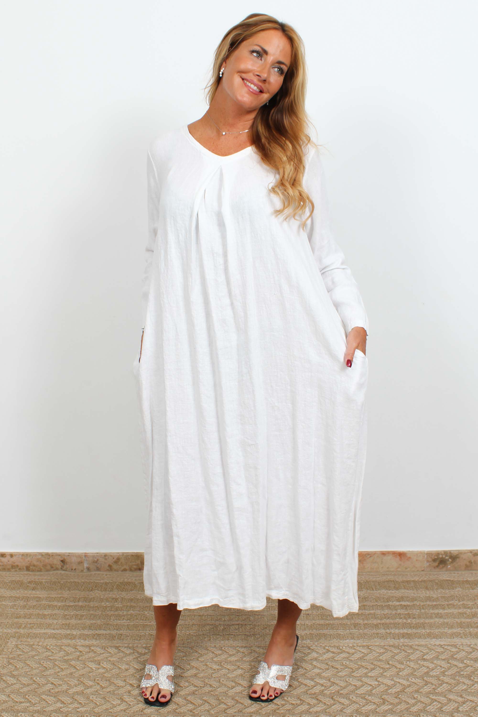 Penelope Banus-3503 long linen dress